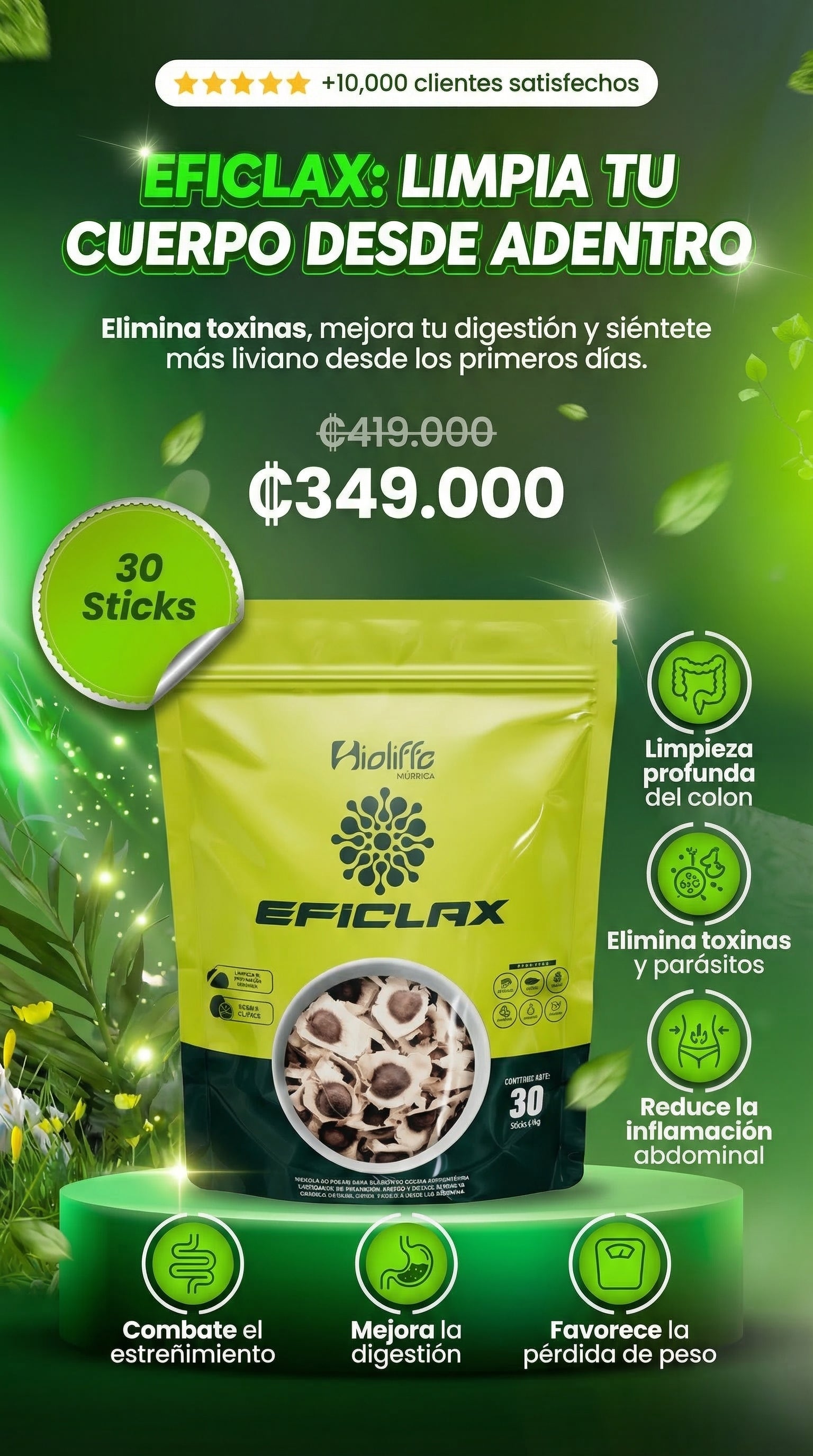 EFICLAX Detox Natural – Limpieza de Colon, Desinflama y Mejora tu Digestión