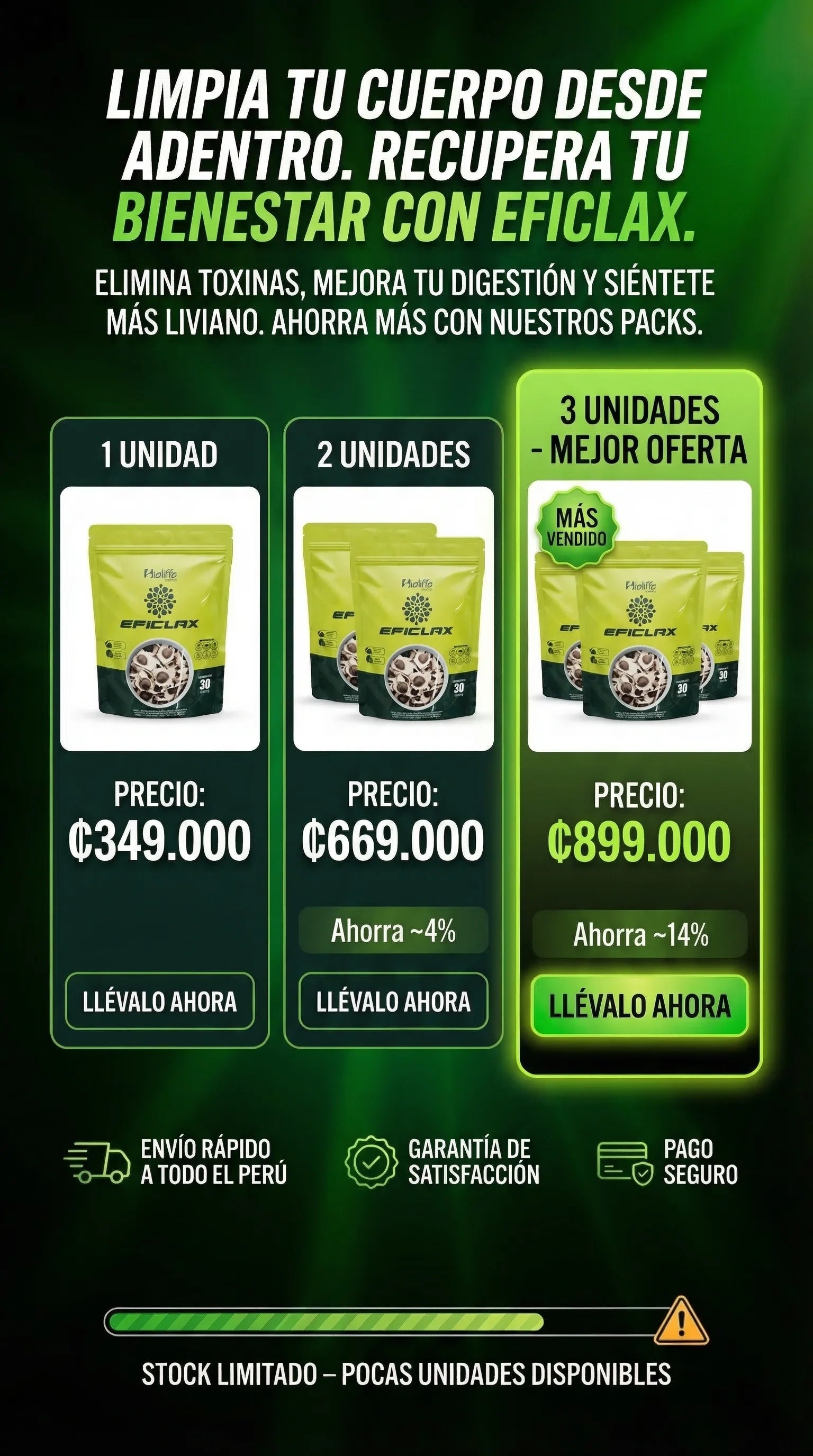 EFICLAX Detox Natural – Limpieza de Colon, Desinflama y Mejora tu Digestión